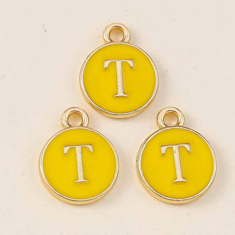 20 Stück 11x14mm Niedliche Gelbe Emaille-Alphabet-Anhänger mit 26 Buchstaben A-Z für Schmuckherstellung, DIY-Halsketten, Ohrringe und Accessoires ﻿ – Detail 22