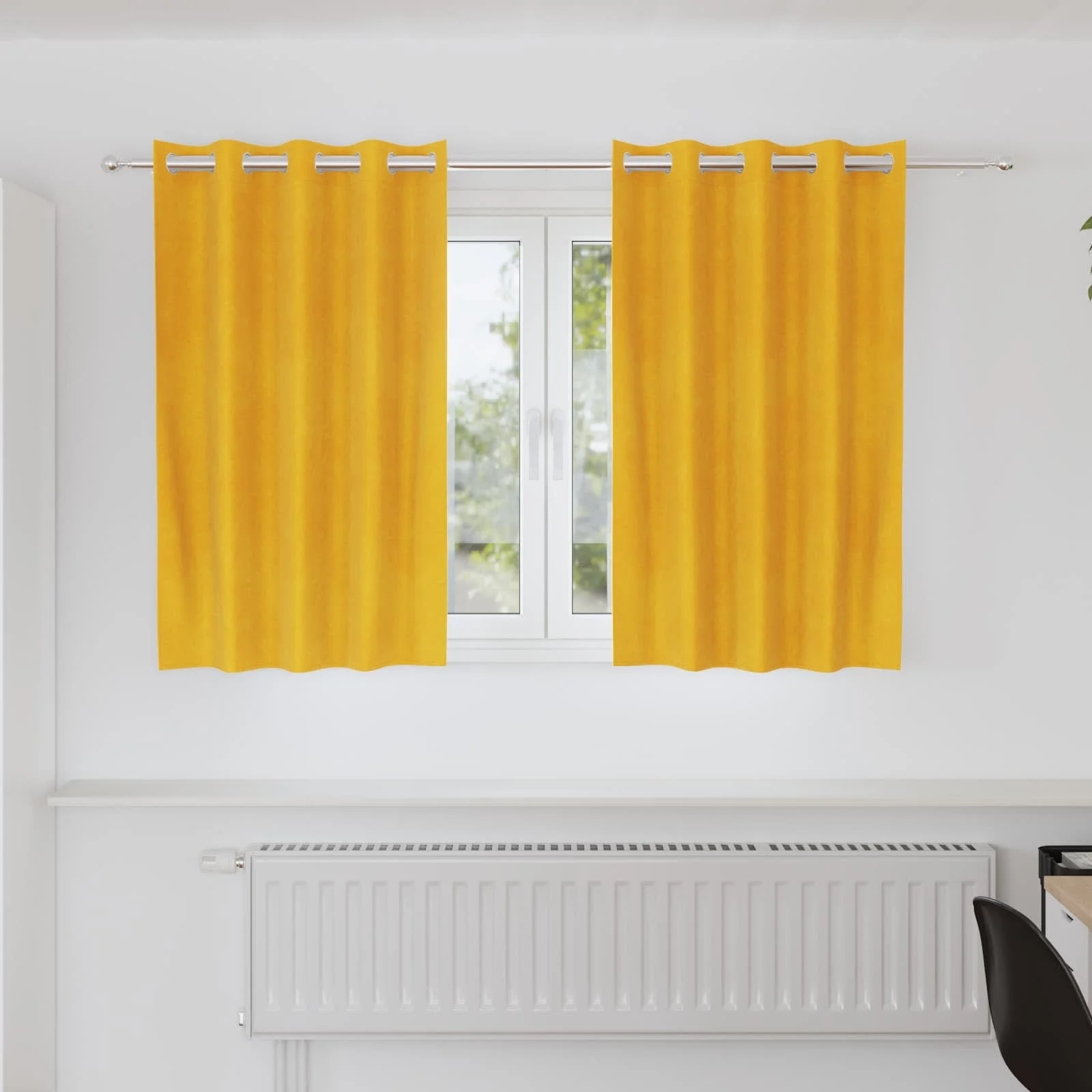 Verdunkelungsvorhänge, 2 Stück, senfgelb, 140 x 140 cm, Samt-Verdunkelungsvorhänge für Schlafzimmer, Balkon, Fenster, Heimdekoration, in verschiedenen Größen erhältlich