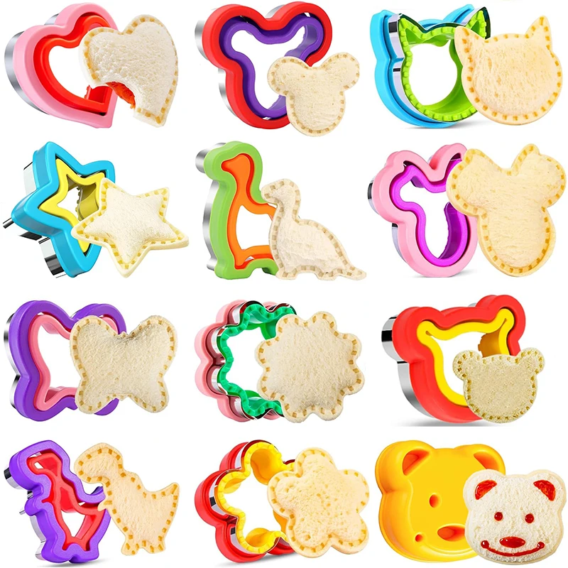 Cortadores de sándwiches para niños, juego con sellador, moldes para galletas y pan, cortadores de formas, accesorios para loncheras infantiles
