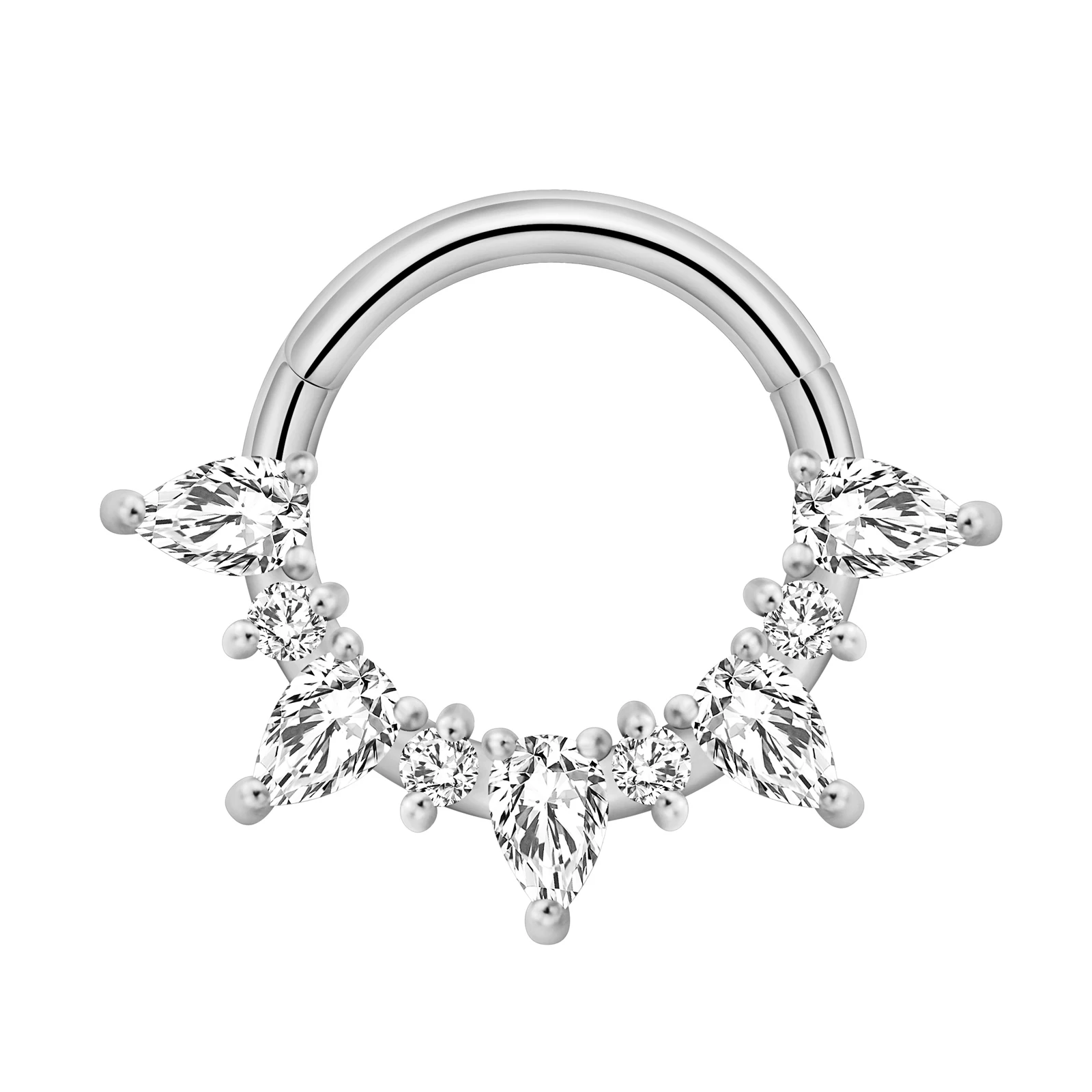 Stainless Steel Hinged Hoop Nose Rings with Butterfly Pattern