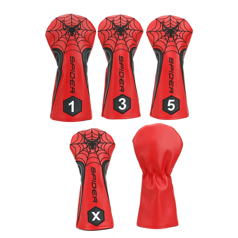 Golf club cap cover, wood club cover, club head protective coverPUFabric spider pattern fairway wood cross-border new model