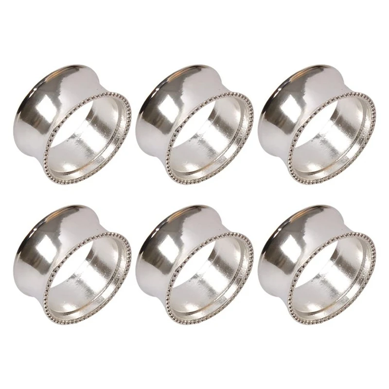 [Value Pack]6-Piece Stainless Steel Napkin Ring Delicate Napkin Buckle Suitable for Wedding Festivals and Events Silver