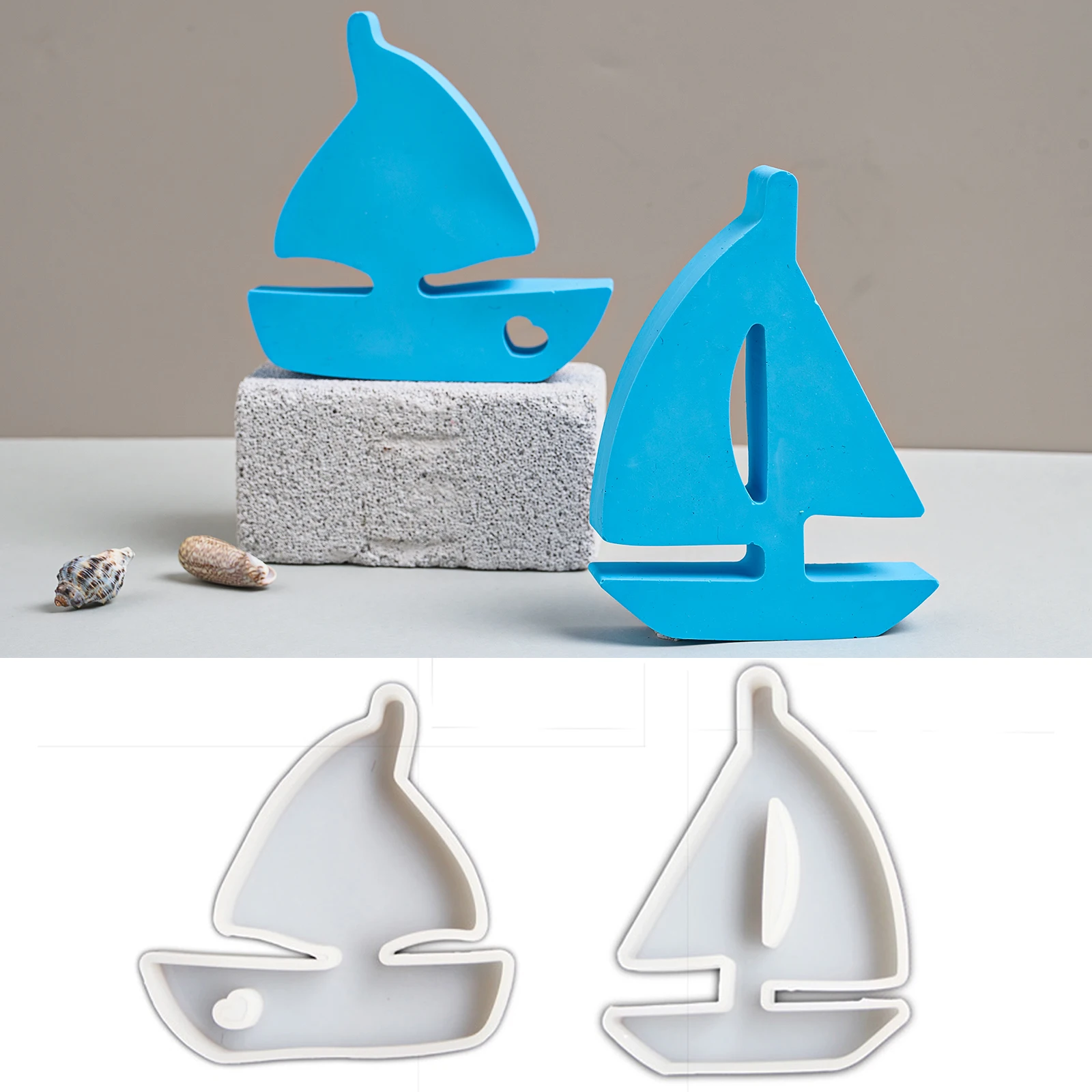 Sailboats Shaped Silicone Mold for DIY Plaster Cement Resin Ornaments Craft Making Mould Candle Wax Mold Sailing Boat Soap Mould