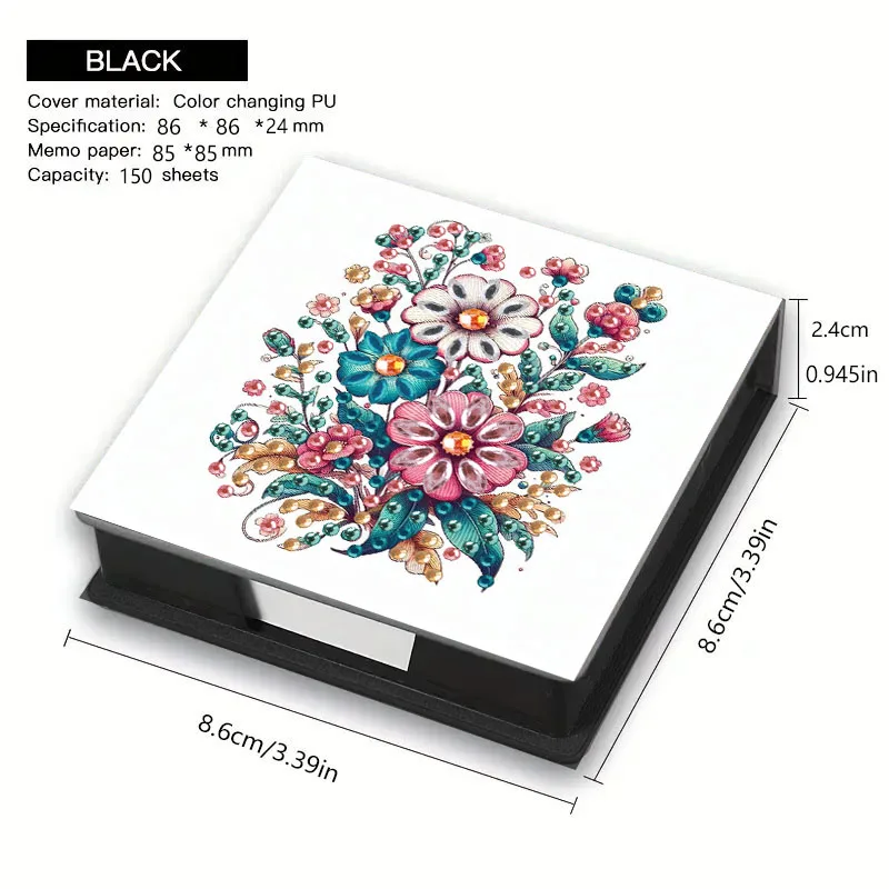 One DIY Flower-Themed Diamond Art Label Box, a Paper Note Label Box Suitable for Study and Office Use