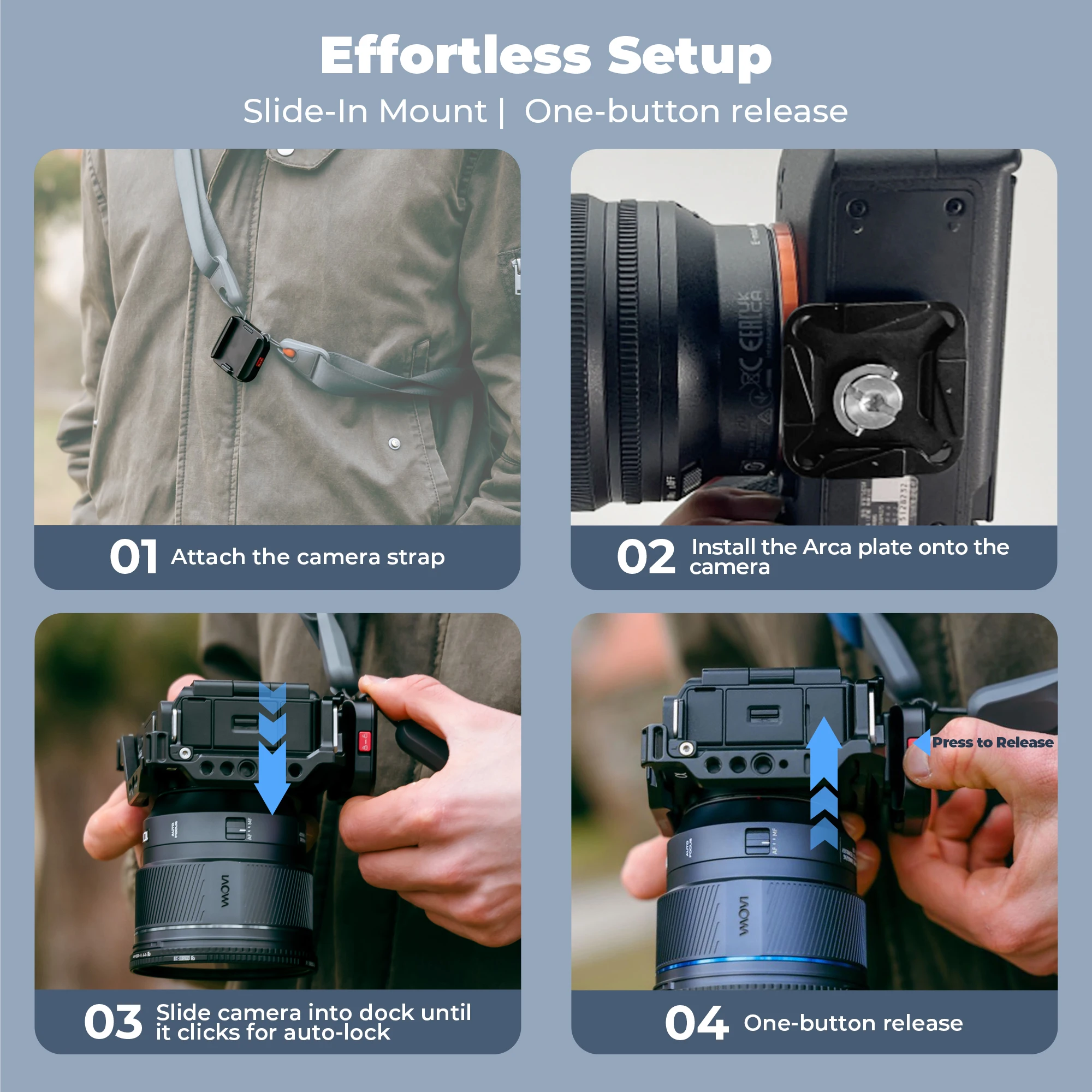 Freewell Schnellwechselklemme, kompatibel mit Kameragurt DSLR und Digitalkameras, unterstützt bis zu 6 kg Fotozubehör – Detail 4