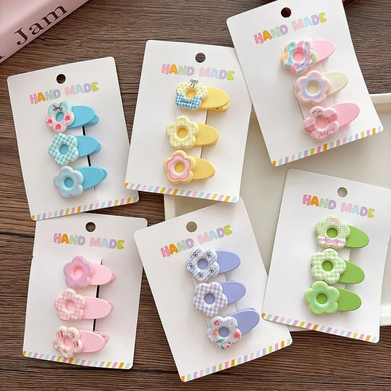 

3pcs Kids Hairpins Sweet Candy Bangs Side Hair Clip Flower Hair Accessories Essential for Girls' Daily Versatile Kids Headwear