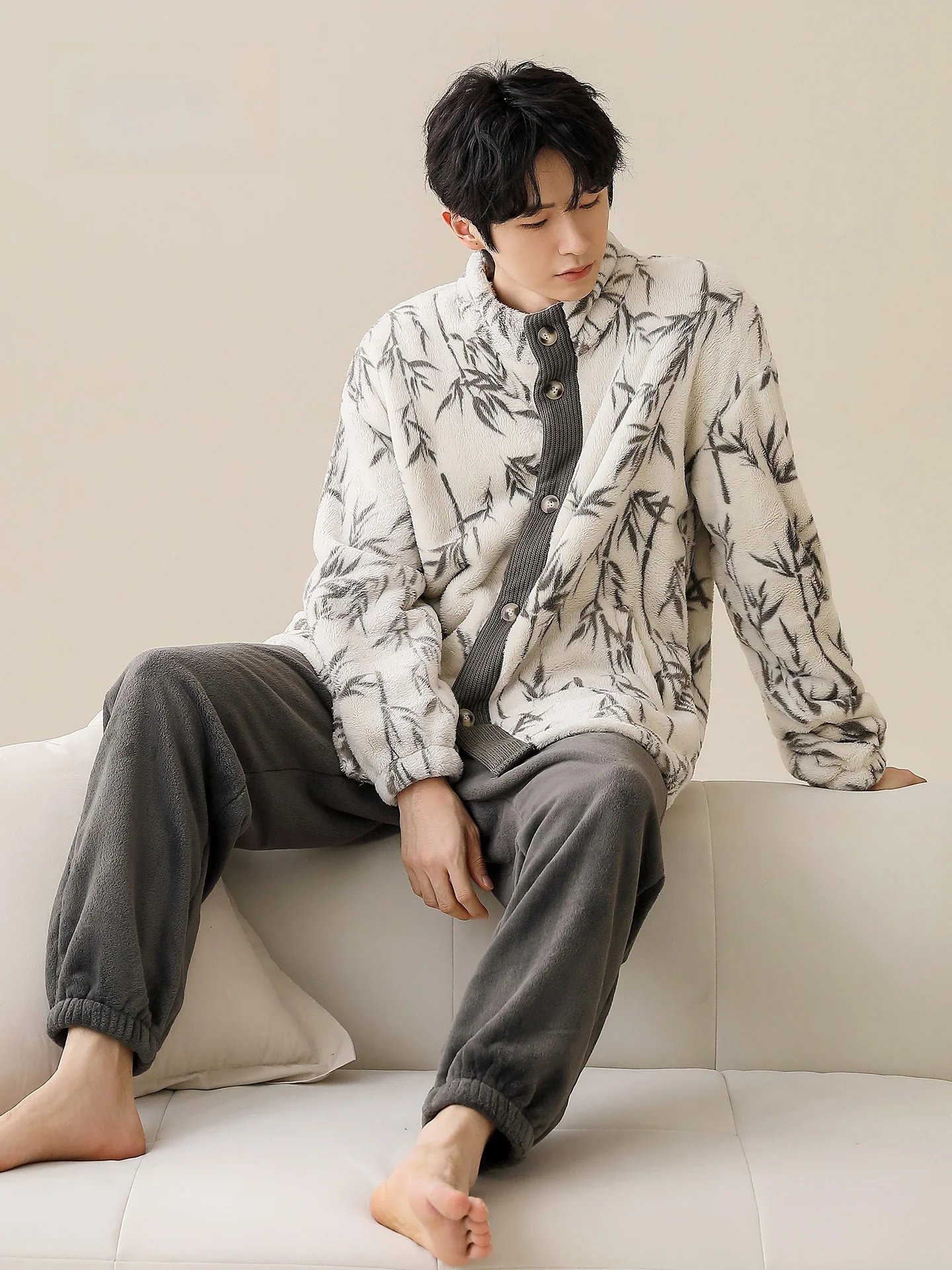 hua-xiaocai-2025-new-coral-fce-thiened-spwear-men's-winter-home-clothes-casual-wearable-faionable-youth-pyjamas