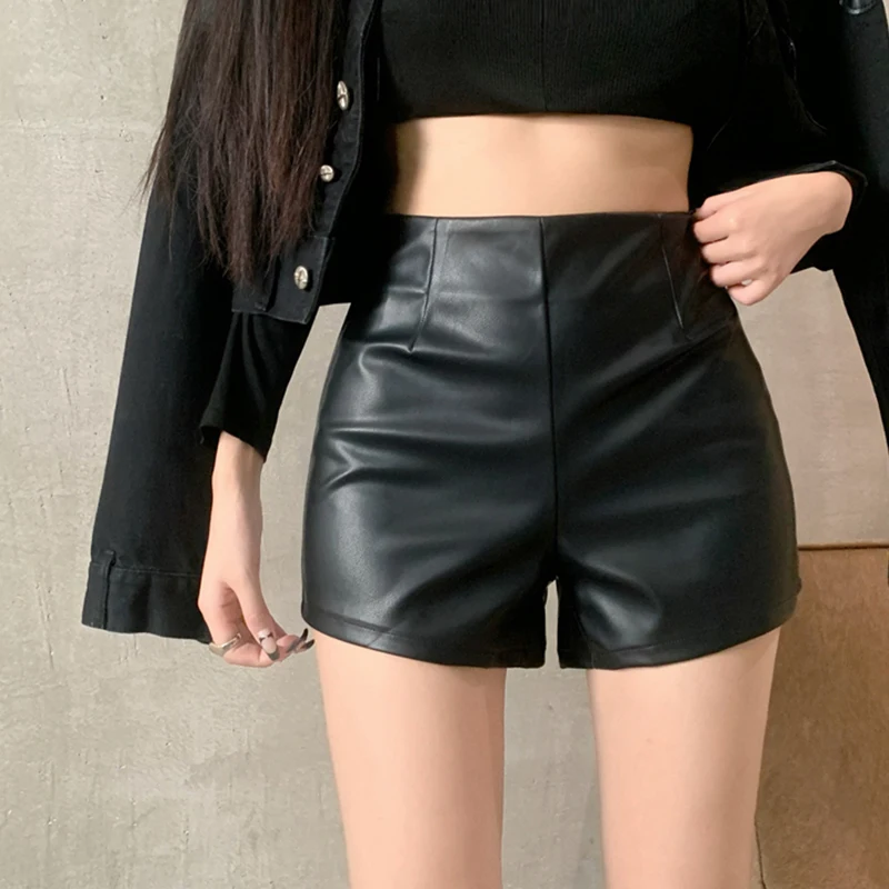 Sexy Women's Shorts Outdoor High Waist Casual Summer Faux Pu Leather Short Pants Nightclub Clubwear