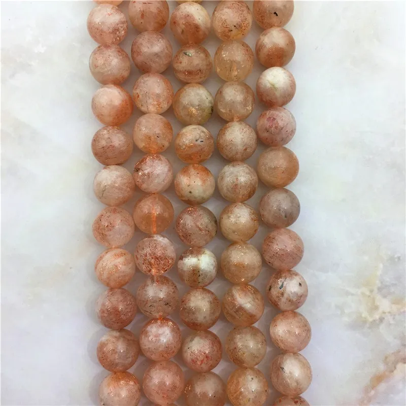 High Quality Natural Brazil Golden Sun Crystal Stone Beads 6/8/10MM Round Sunstone Loose Beads For Jewelry Making Design