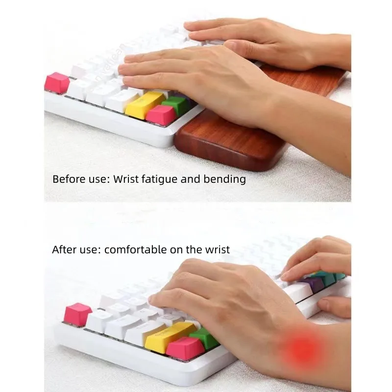 Reposamuñecas con teclado de madera de nogal, almohadilla ergonómica para escritorio de juegos, soporte para oficina, Protector de muñeca para PC,