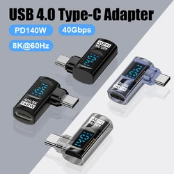 90 Degree USB C Adapter Right Angle Type C Adapter 40Gbps Data Transfer PD 140W Charge USB4 8K 60Hz Video for Thunderbolt 3/4