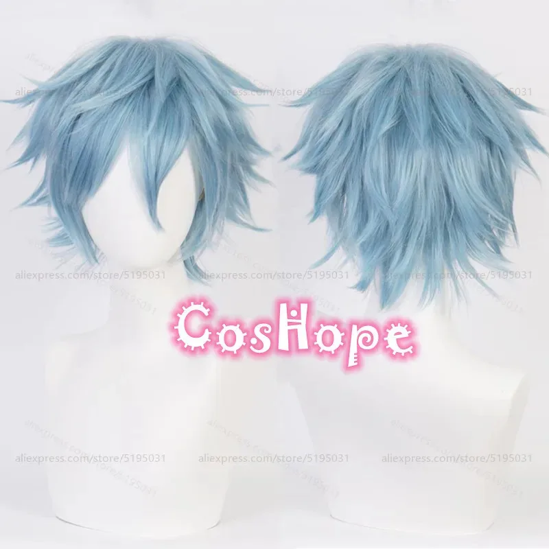 Peluca de Cosplay MHA Shigaraki Tomura para hombre, peluca corta azul hielo, peluca de Cosplay de Anime, pelucas sintéticas resistentes al calor