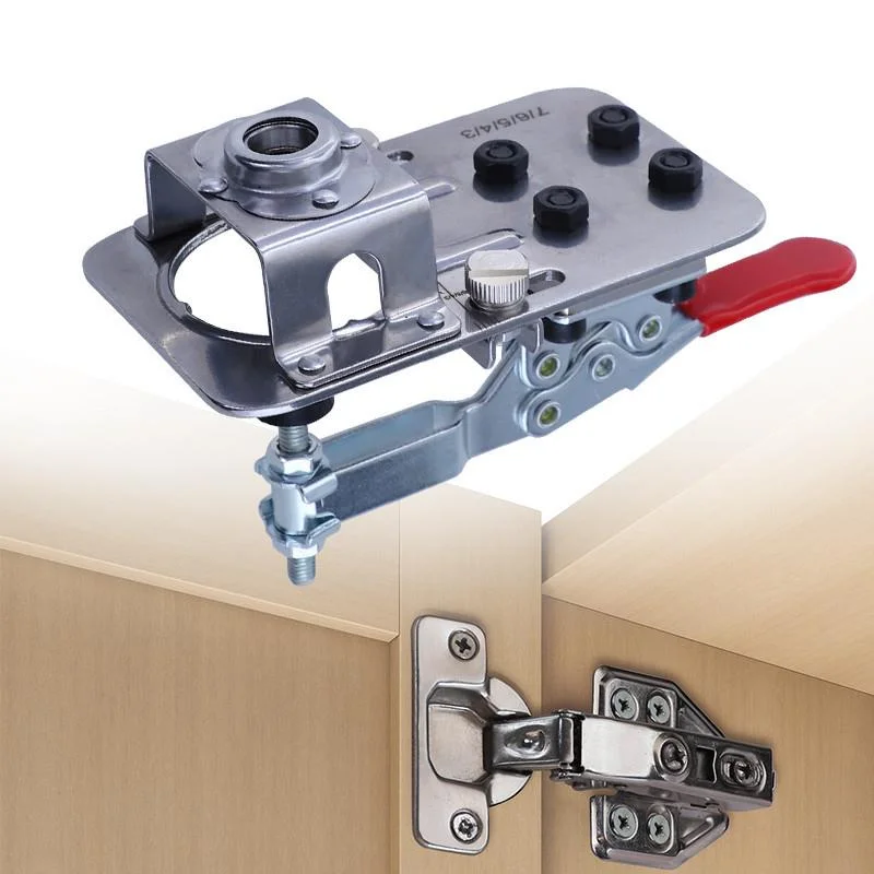 35mm Door Hinge Jig Adjustable Cabinet Door Hinge Hole Opener Locator With Limit Drill Wrench Stainless Steel Accurate Locking