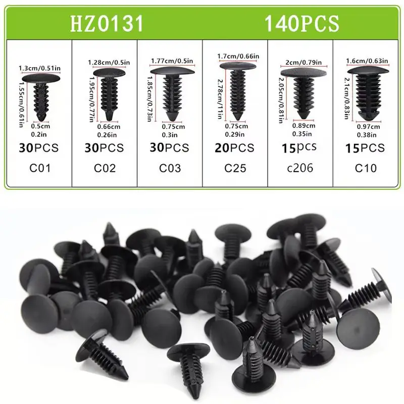 Juego de caja de 140 Uds., hebilla de remache adecuada para fijar el techo y el maletero, Clip de fijación del parachoques, Panel de revestimiento interior de puerta de coche