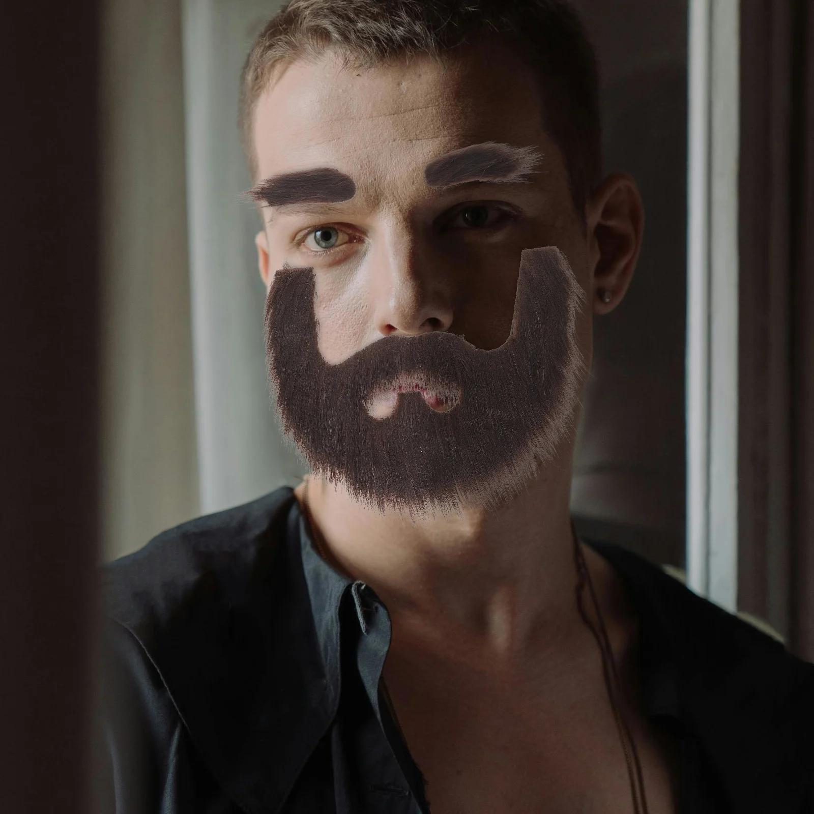 

1 set Black Gold Fake Beard Eyebrow Set for Halloween Costume Party Supplies Lightweight Comfortable Wear Cloth Material