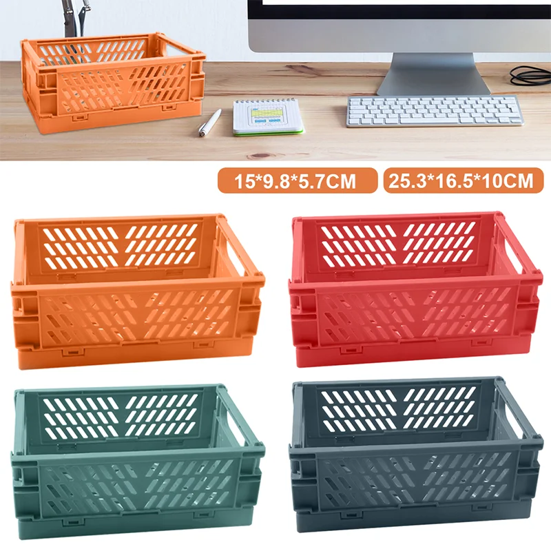 4pcs Mini Folding Storage Box Basket Cosmetic Container Desktop Holder Organizing Storage Baskets Case Makeup Organizer