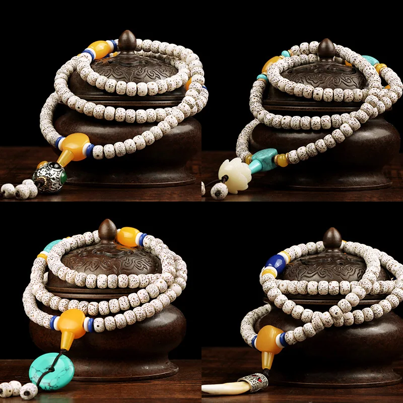 Hainan Star Moon Bodhi108Buddhist bead bracelets wholesale Natural aged seed stone star-moon bracelet, ethnic style necklace, tu