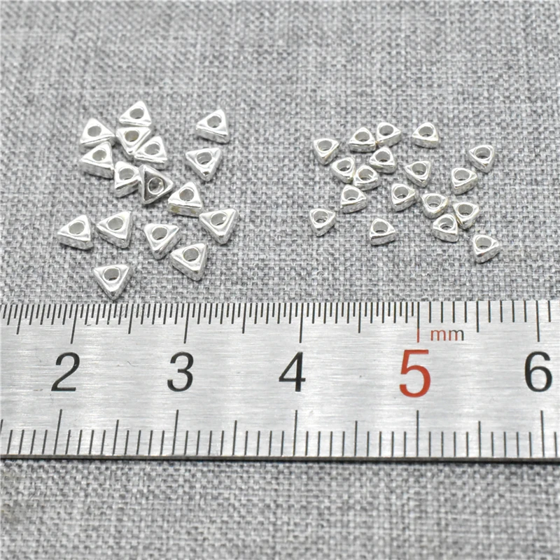 925 Sterling Silver Bulk Tiny Triangle Spacer Beads for Necklace Bracelet 2.5mm 2.8mm 3.2mm