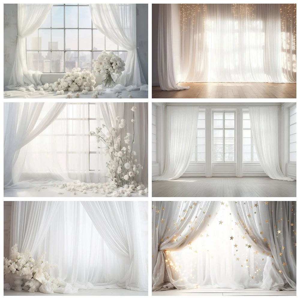 

White Window Curtain Interior Photography Background Adult Birthday Party Pregnant Portrait Decor Backdrop Photo Studio Supplies