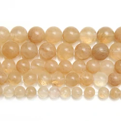 Natural Stone Smooth Citrine Quartz Loose Beads 15