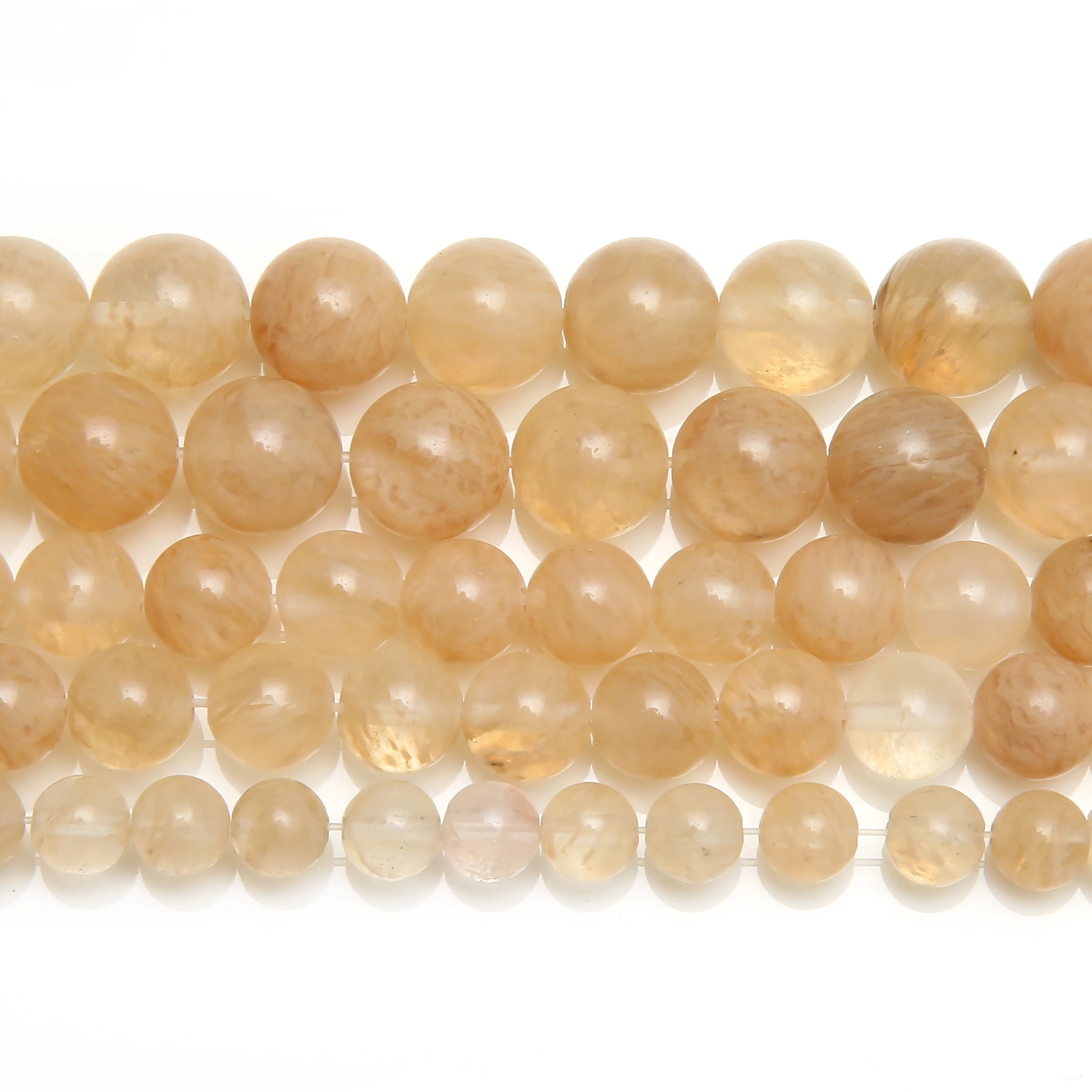 Natural Stone Smooth Citrine Quartz Loose Beads 15