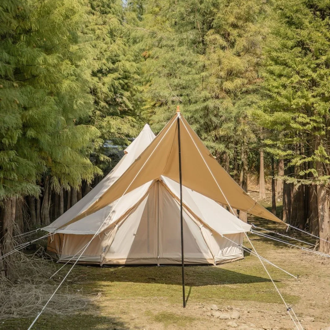 

Thick Cotton Four-season Tipi Tent, Rainproof Foldable Mongolian Style Shelter for 5 to 8 People Outdoor Camping