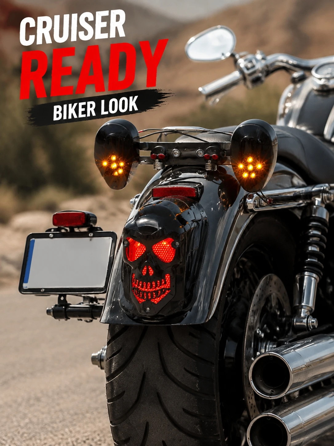 Motorcycle Skull Tail Light  Turn Signal Combo Set  Rear Brake Lamp Universal Retro Modified for Harley Cruiser Chopper Scooter