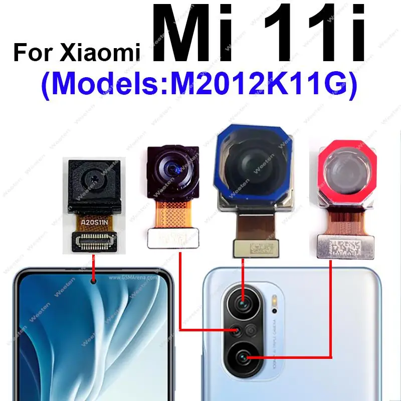 

Front Rear Main Camera For Xiaomi Mi 11i 5G M2012K11G Small Selfie Front Back Main Camera Flex Cable Replacement