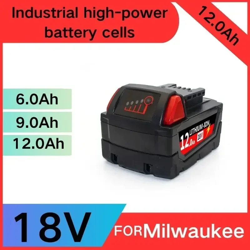 

18V 12.0Ah Replacement for Milwaukee M18 XC Lithium Battery 48-11-1860 48-11-1850 48-11-1840 48-11-1820 Rechargeable Batteries