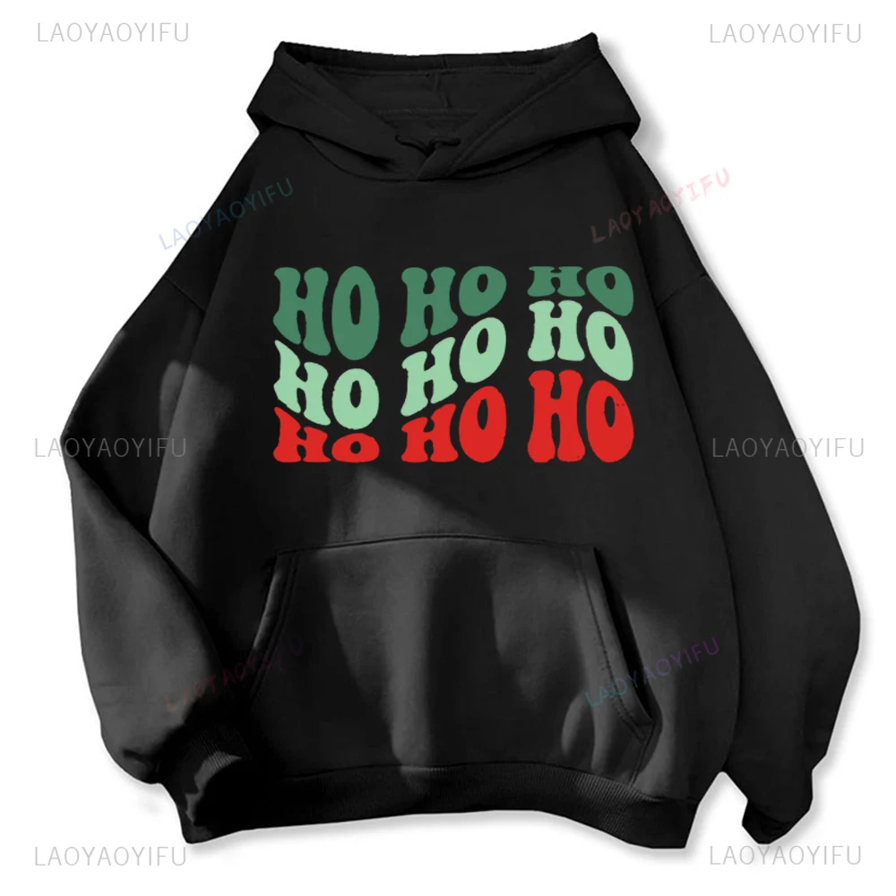 Merry Christmas Ho Ho Ho Printed Kawaii Graphic Couple Hoodies Warmth Sweatshirts Fashion Casual Y2k Man Hooded Sweatshirt