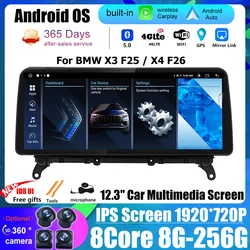 Radio Android 13 ID8 For BMW X3 F25 / X4 F26 CIC NBT Car Player Multimedia Navigation Carplay Auto 1920*720P 12.3