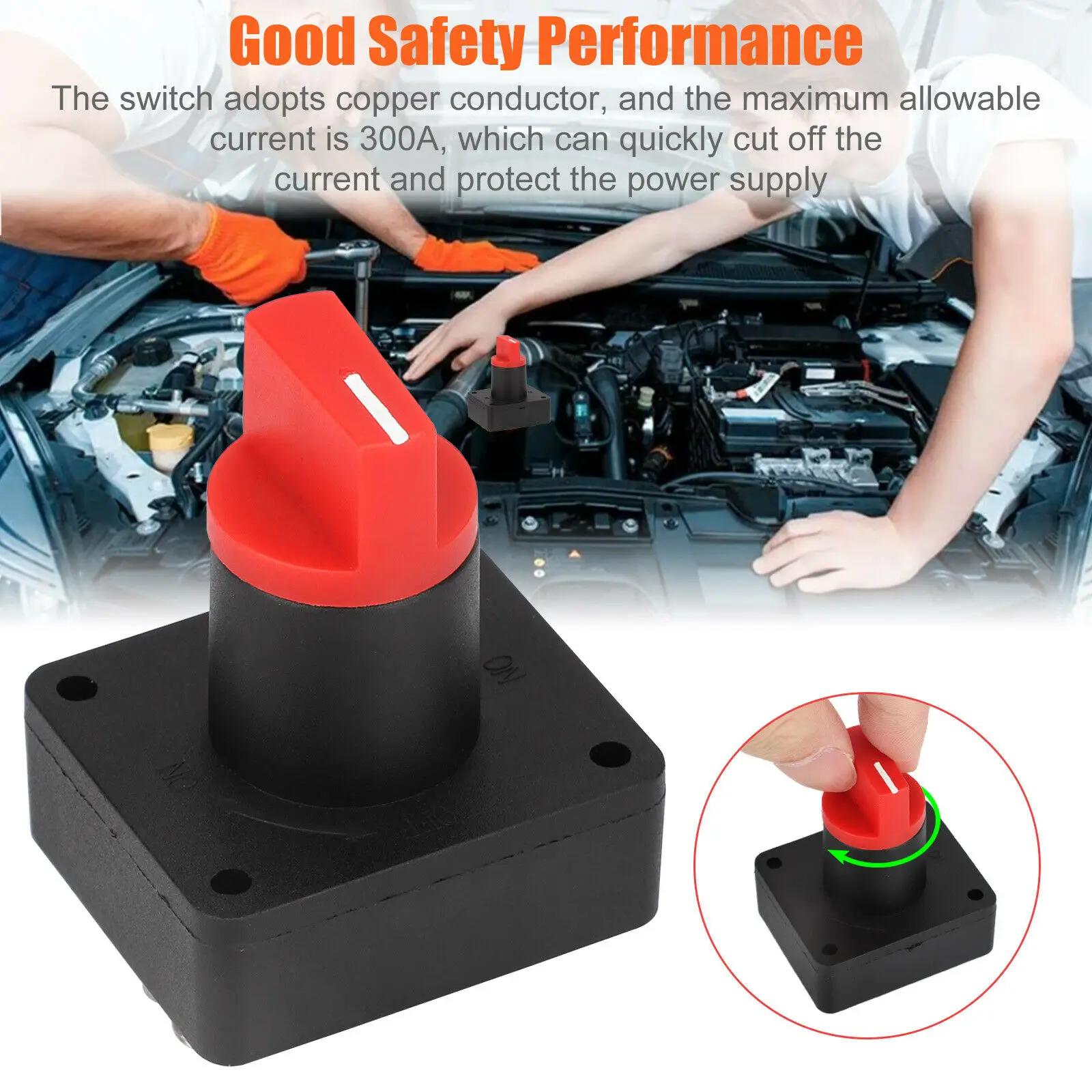 Universal 12V 24V 48V 60V Battery Isolator Switch Disconnect Power Cut Off Kill Switch Car Boat Van Truck Marine Auto 100A 300A