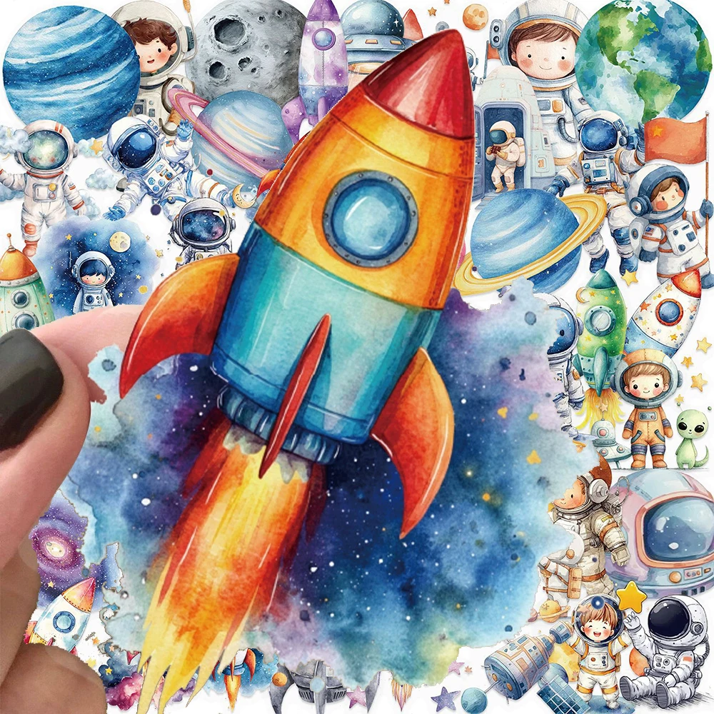 10/30/50pcs Transparent Cute Space Astronaut Theme Stickers Cartoon Planet Moon Decals DIY Scrapbook Helmet Laptop Sticker Decor