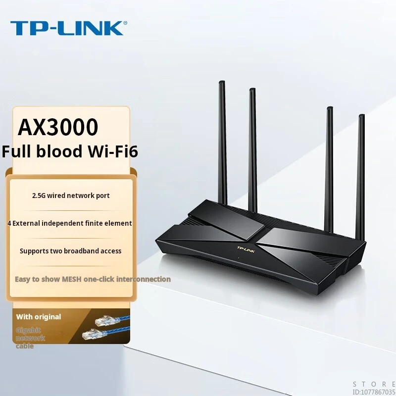 

TP-LINK AX3000 WiFi6 Router 2.5Gigabit Dual Band Mesh, 3 10/100/1000Mbps Adaptive WAN/LAN Ports, TL-XDR3040 Mesh Version