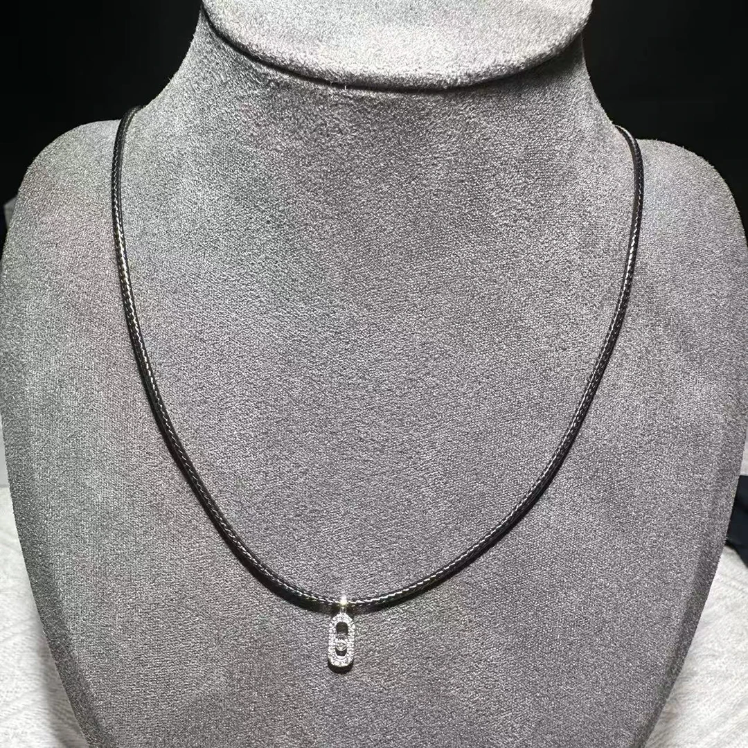 

MESSITOK Classic French Jewelry Weaving Wax Rope Full Diamond S925 Pure Silver Pendant Women's Necklace Charity Jewelry