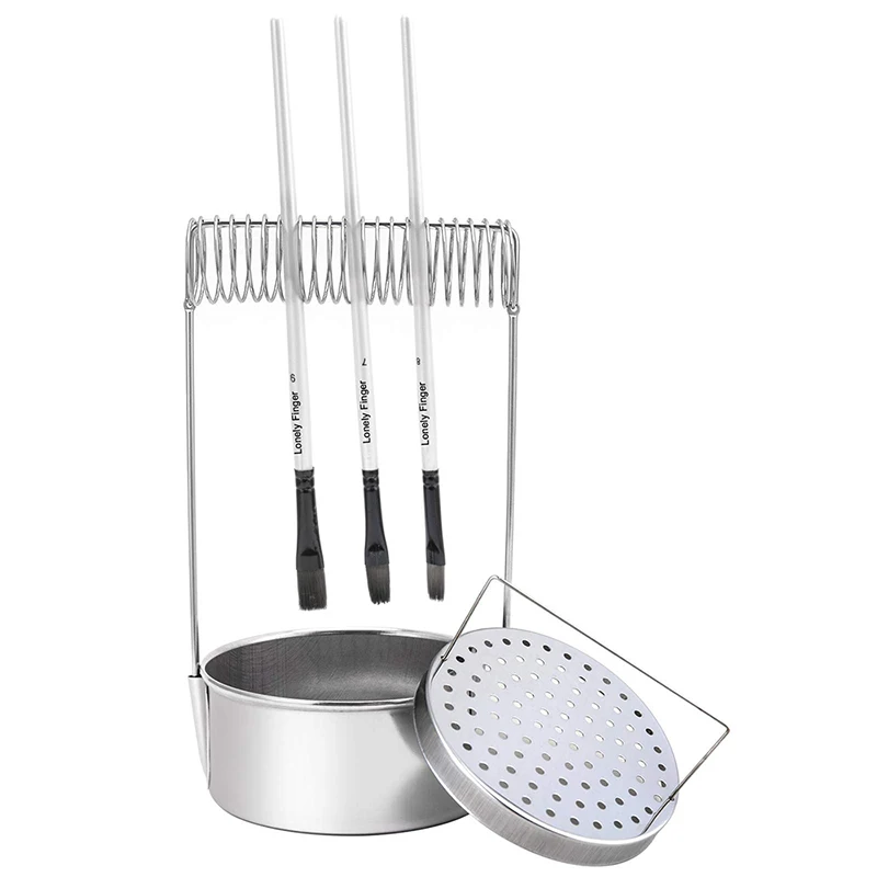 Stainless Steel Portable Artist Brush Washer, Paint Brush Cleaner with Wash Tank & Removable Screen