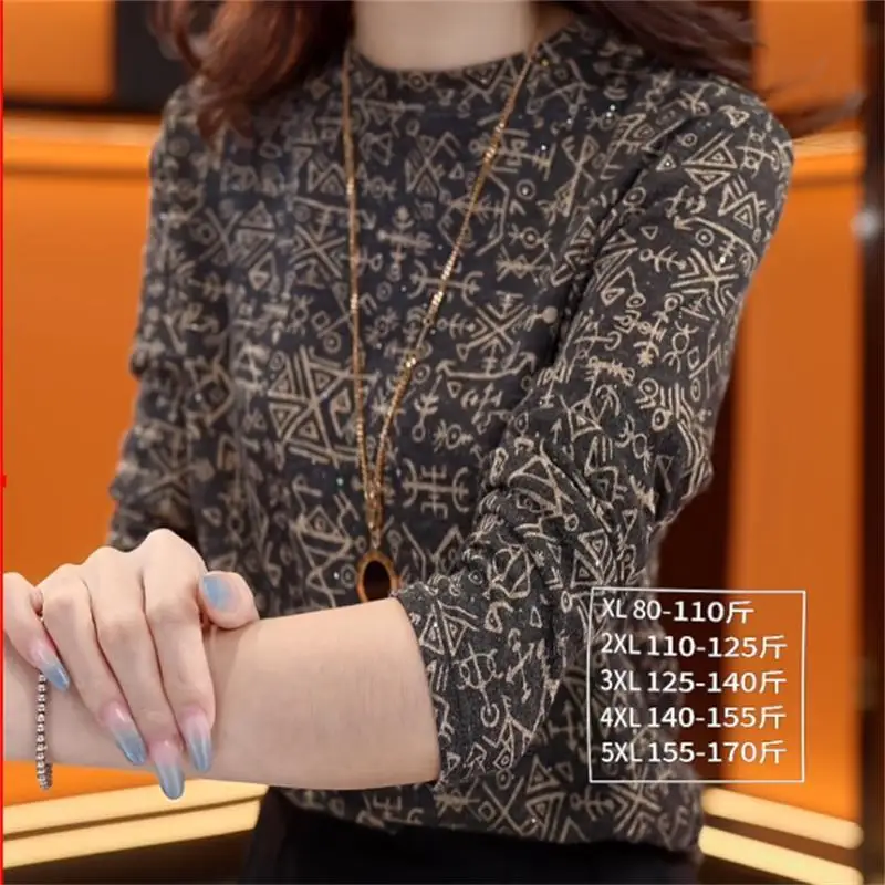 

2025 Autumn Clothes High-Quality Boutique Bottoming Fashionable Age-Reducing Plus Velvet Warm Fleece Sweater