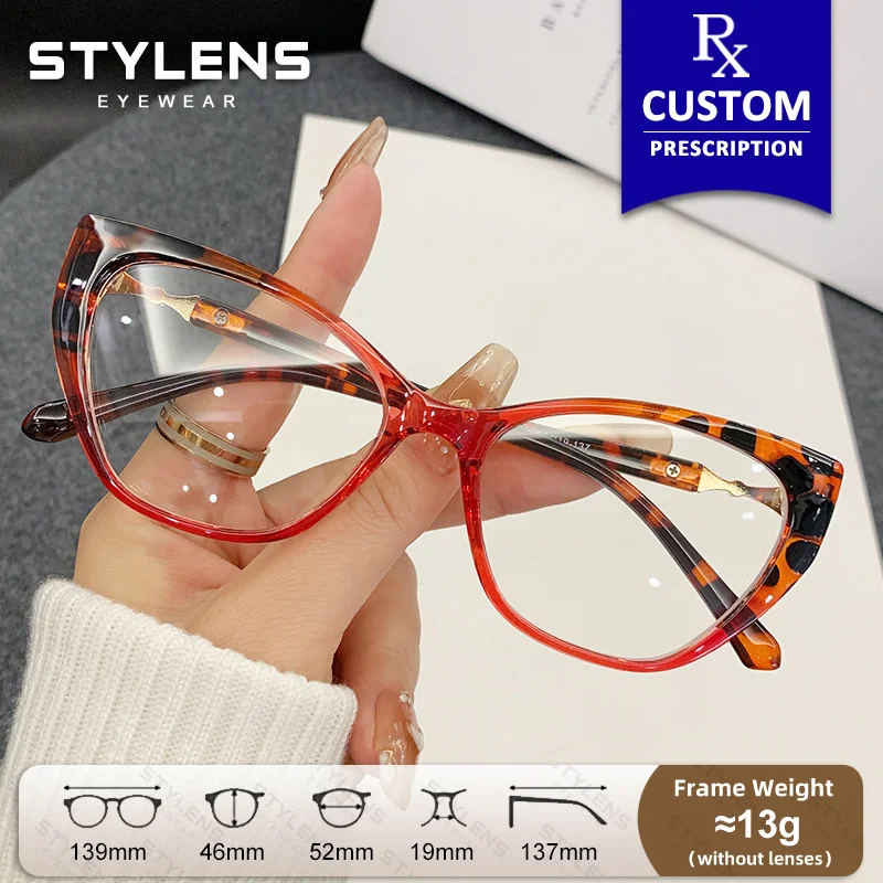 STYLENS Trendy Cat Eye Women Myopia Prescription Glasses Photochromic Anti Blue Ray Computer Glasses Progressive Reading Eyewear