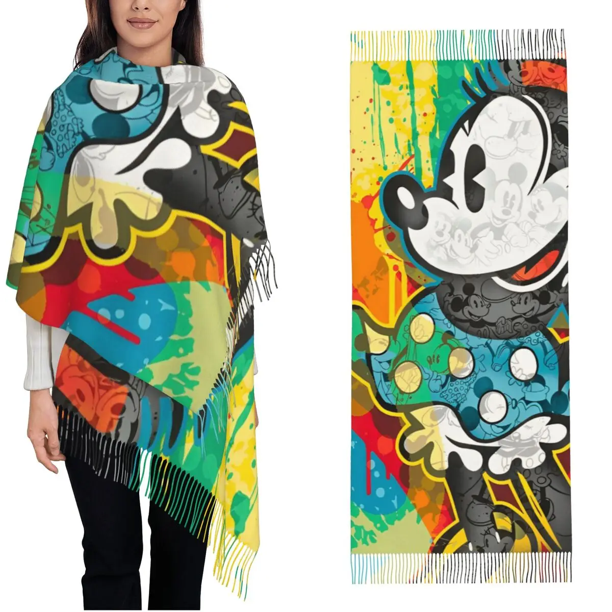 

Mickey Mouse Scarf for Women Warm Winter Pashmina Shawls and Wrap Large Shawl Scarf Ladies