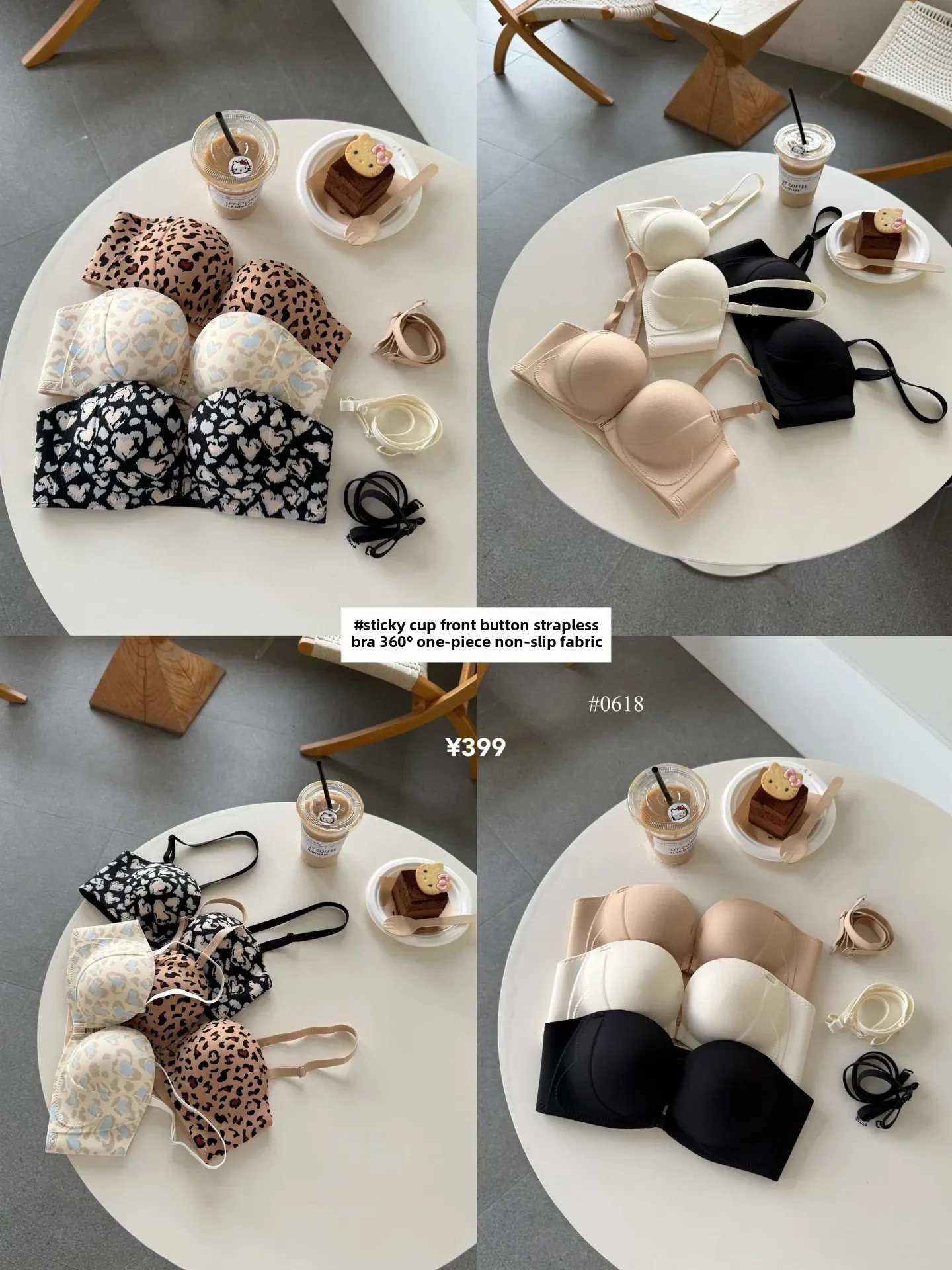 Modischer, seitlich gekreuzter, trägerloser Bandeau-BH mit Schnallendesign, bequemer, stützender Push-up-BH für Damen – Detail 3