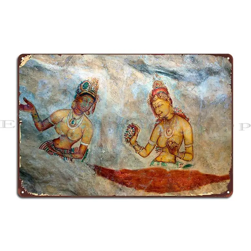 Sigiriya Fresco Frescoes Sri Lanka Metal Plaque Poster Garage Club Garage Home Designer Mural Tin Sign Poster