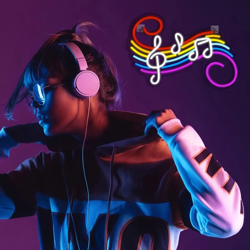 Colorful Musical Notes LED Neon Signs Wall Decor Background Decoration Bar Atmosphere Light Layout Disco Party Light Wall