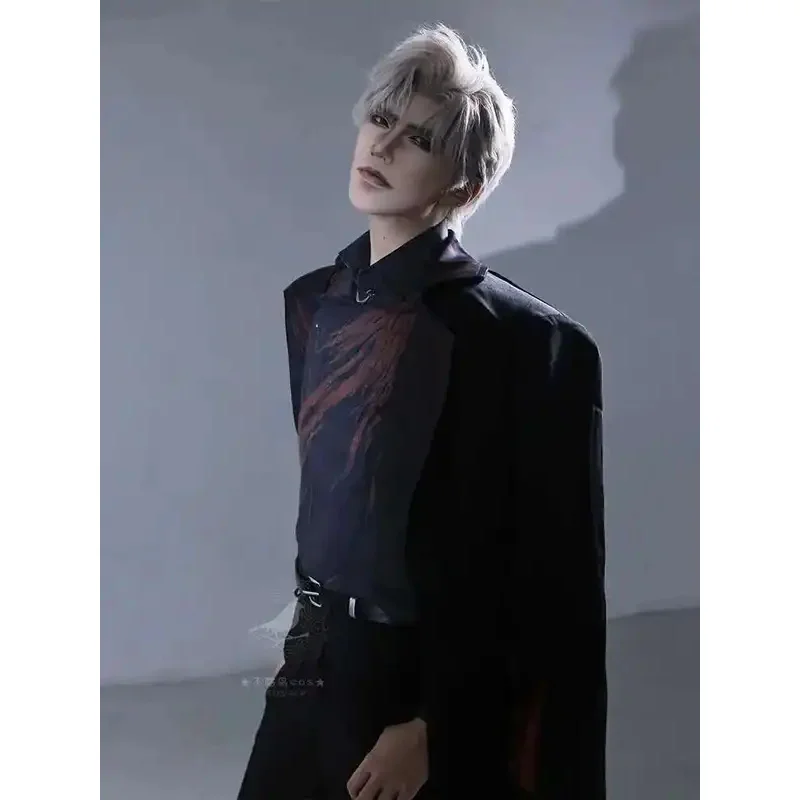 لعبة الحب والمساحة العميقة سيلوس لا هوادة له الفاتح تأثيري حلي الرجال شعر مستعار قرمزي الحجاب موحدة البدلة Onychinus حفلة الهالوين