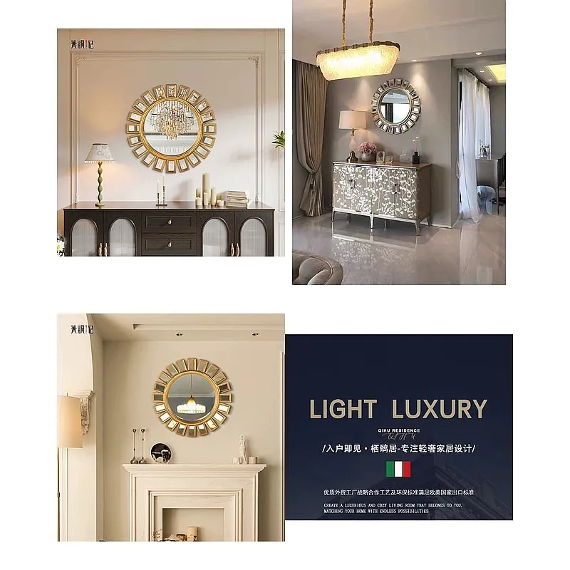 Wall Mounted Makeup Mirror Nordic Light Luxury Living Room Hallway Bathroom Bedroom Creative Decor