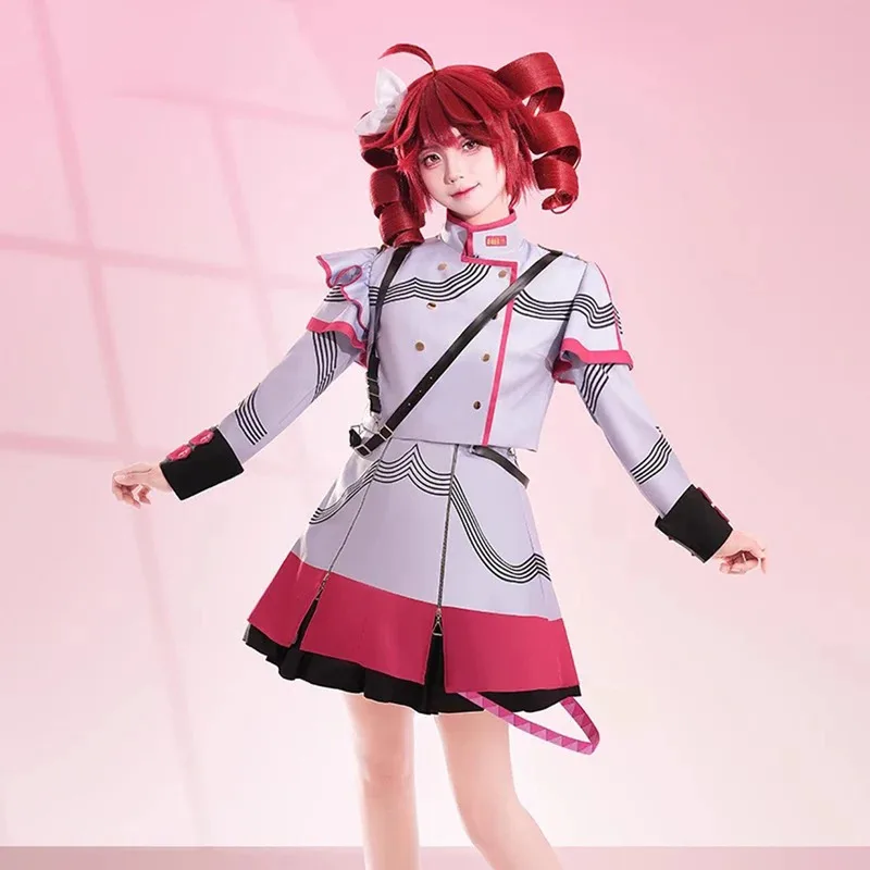 Kasane Teto 가상 가수 코스프레 신디사이저 V 의상 스위트 드레스 유니폼 할로윈 카니발 로리타 여성 풀 세트