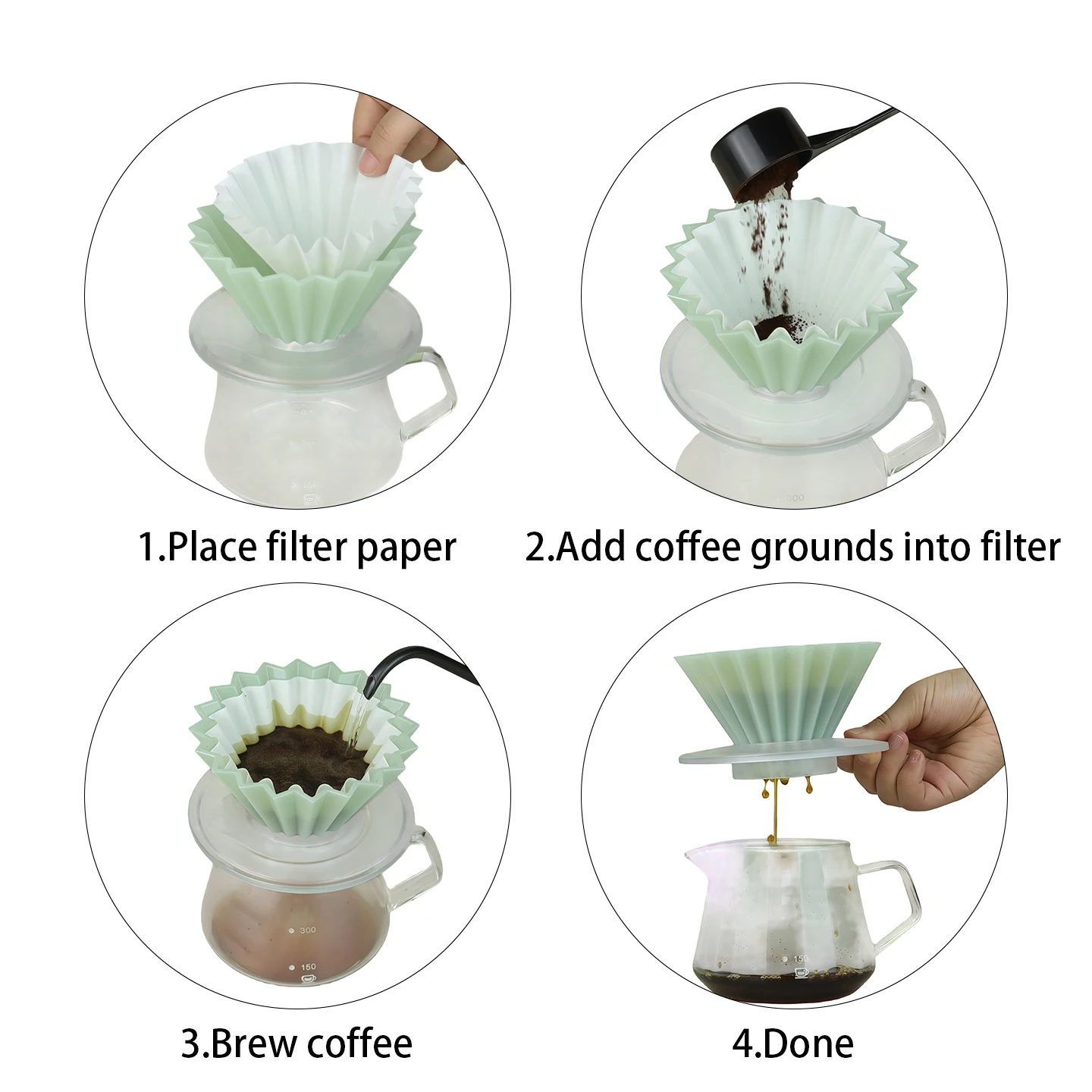 Coffee Filter Cup, Hand Drip Coffee Brewing, Easy to Clean Resin Coffee Filter, Coffee Accessories, Convenient and Practical