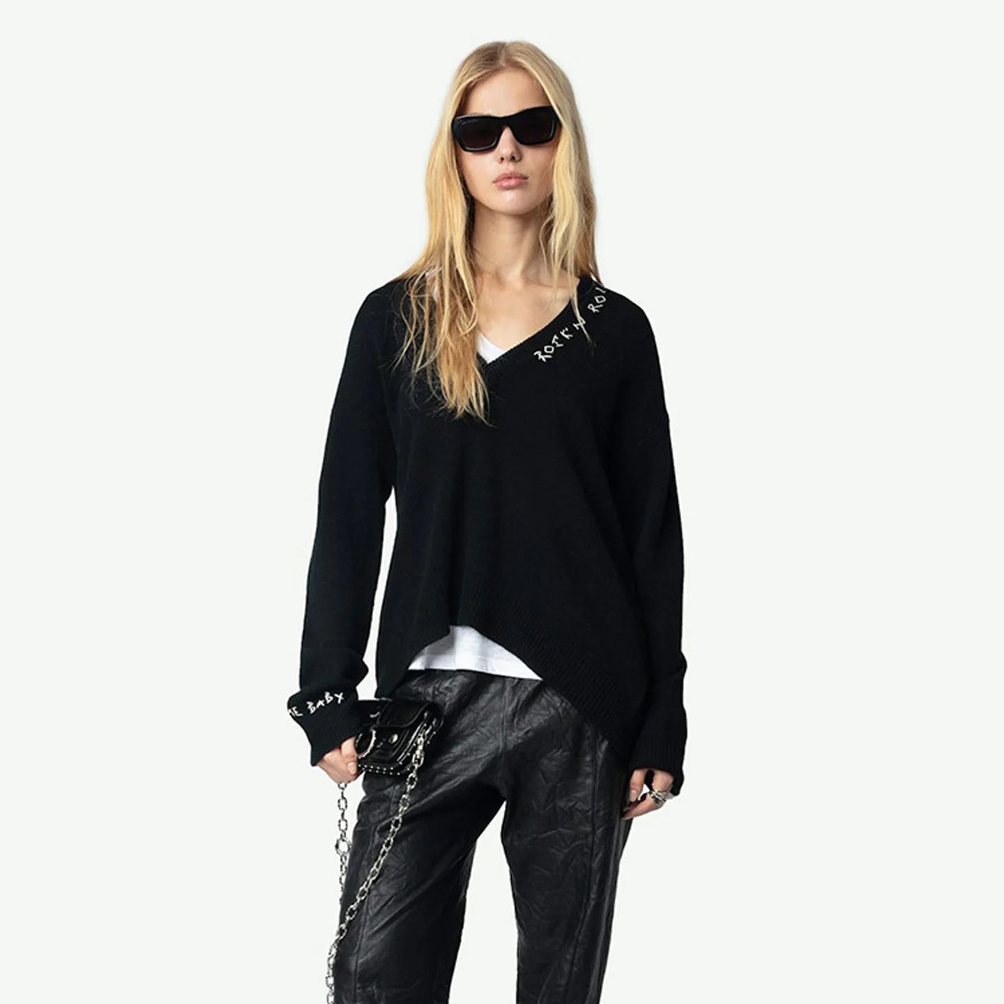 Handgemaakte gebreide V-Ne brede versie gemengde wollen trui Dames Faion Herfst Winter Nieuwe collectie Casual Street Sle Knitwear