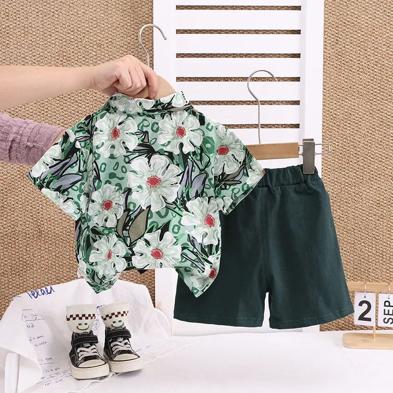 

New Summer Baby Boys Clothes Suit Children Short Sleeved Casual Shirt Shorts 2Pcs/Sets Infant Printed Clothing Kids Tracksuits