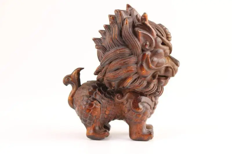 Japanese Chinese Boxwood Hand Carved Kirin Statue Collectable Figure