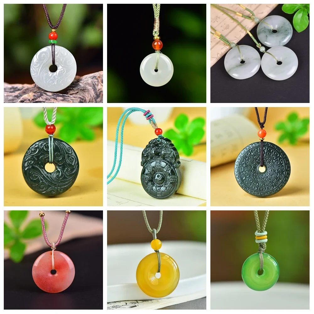 

Multiple styles Hotan Jade Peace Buckle Pendant Natural Exquisite Male Female Jade Pendant Necklace Pure Natural Jade Products